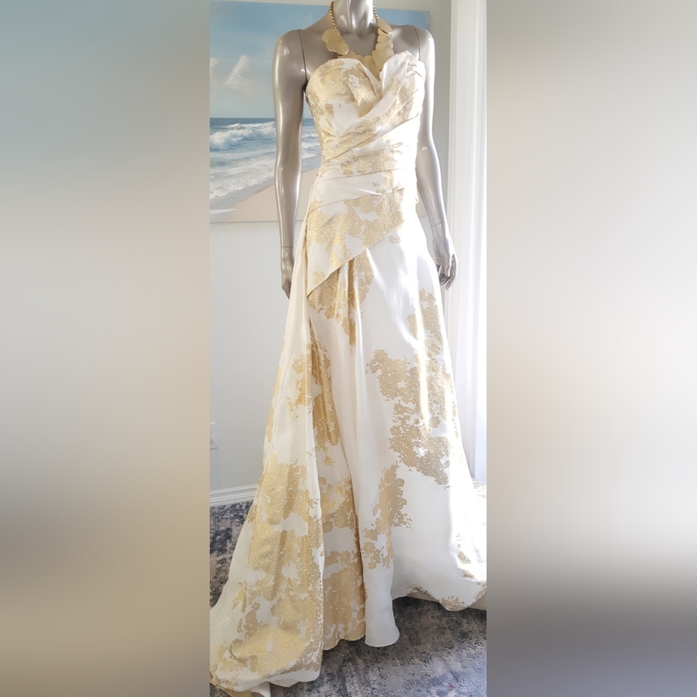 ●$5,900 RUBIN SINGER WHITE GOLD SILK LINED DRESS GOWN  2